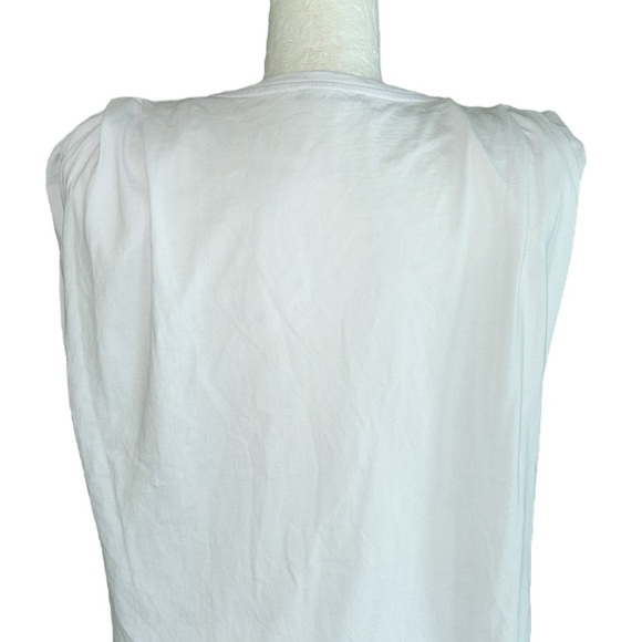 Zara White Shoulder Pad V-Neck Muscle Tee - L - Picture 10 of 15